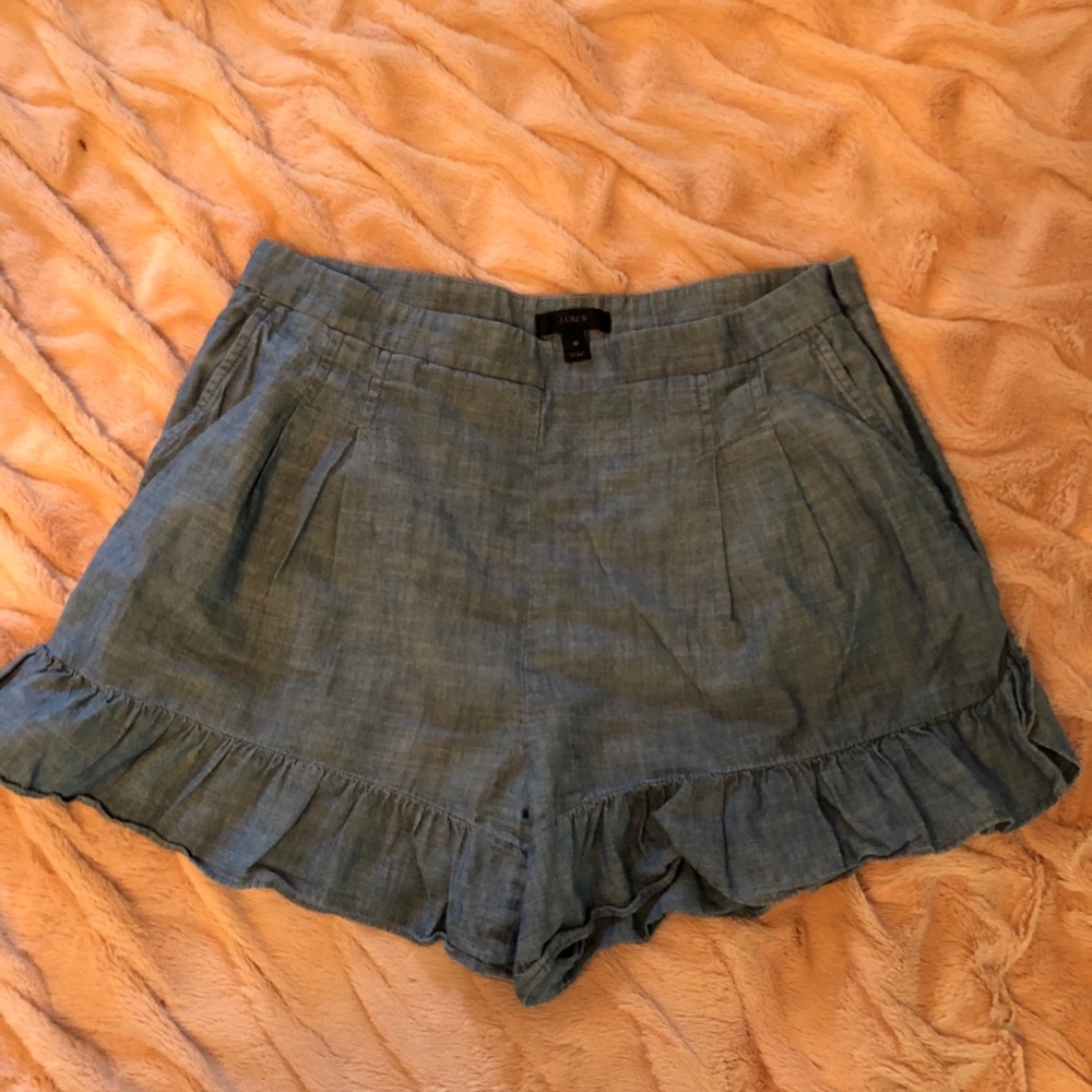 J Crew Chambray Ruffle Short